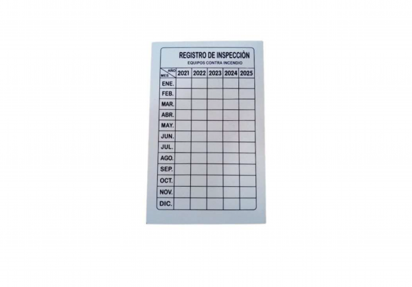 Tarjeta de inspección de extintores